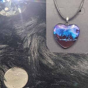 (New) Black, Blue And Purple Heart Shape Fashion Necklace